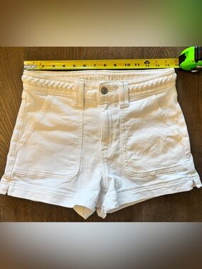 American Eagle Outfitters White Braided-Waist High-Rise Women’s Shorts